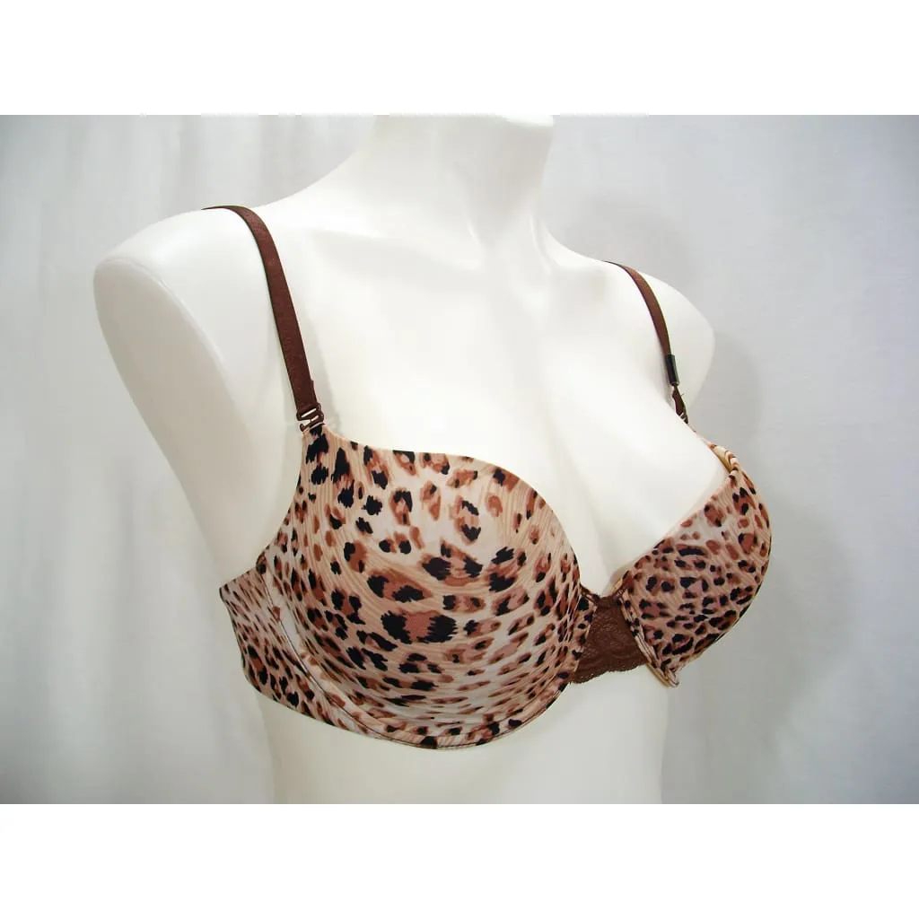 Felina 130566 Enchanted T-Shirt Memory Foam Underwire Bra 34C Chocolate Cheetah