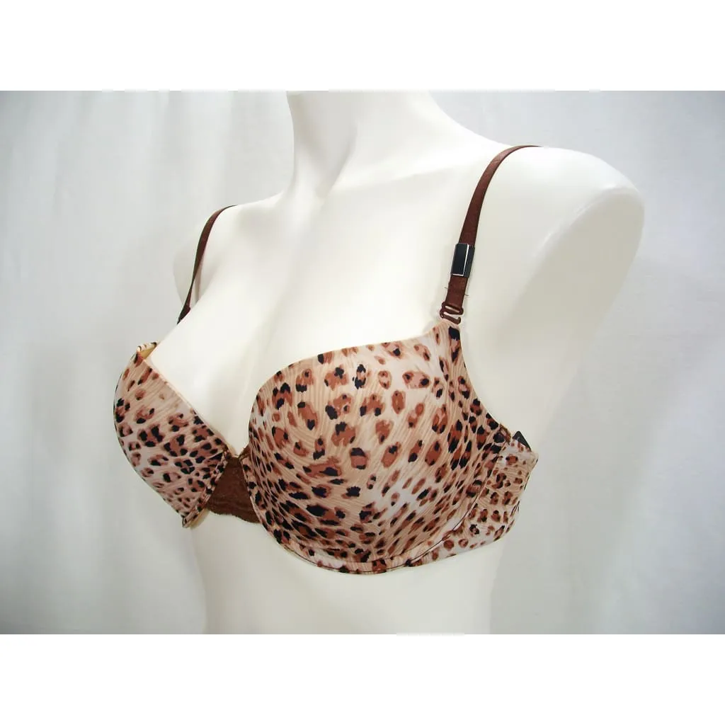 Felina 130566 Enchanted T-Shirt Memory Foam Underwire Bra 34C Chocolate Cheetah