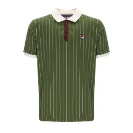 Fila Vintage Men's BB1 Classic Vintage Stripped Polo Shirt Chive Green