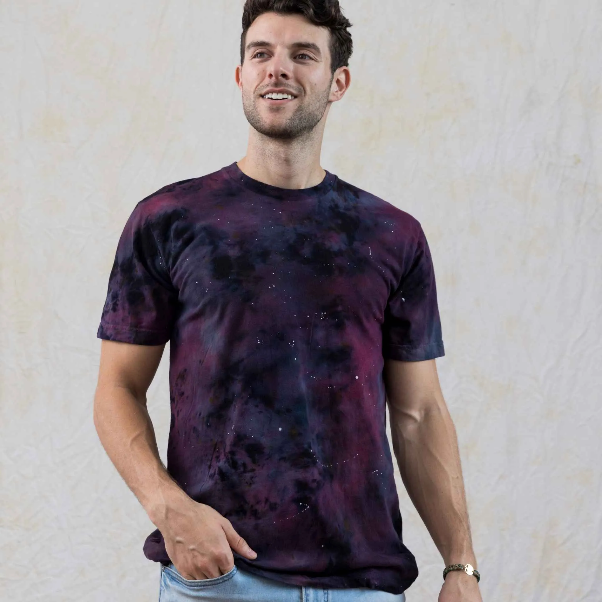 Galaxy maroon black constellation nebula tie dye shirt cotton shirt for astronomy