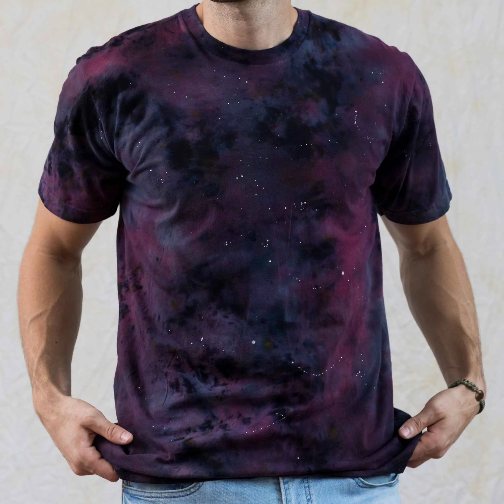 Galaxy maroon black constellation nebula tie dye shirt cotton shirt for astronomy