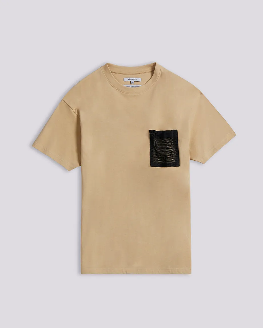 GENKO MESH UTILITY POCKET MEN'S T-SHIRT | MUSHROOM