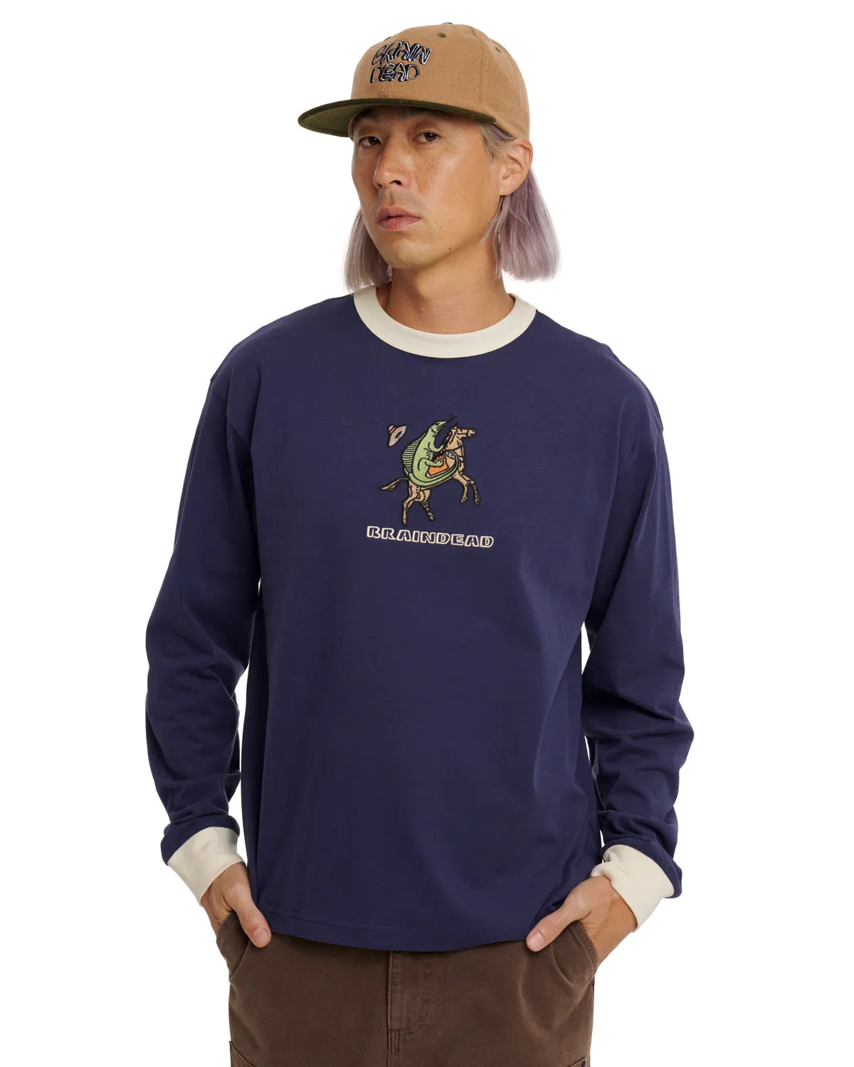 Get Bucked Long Sleeve Ringer T-Shirt - Navy