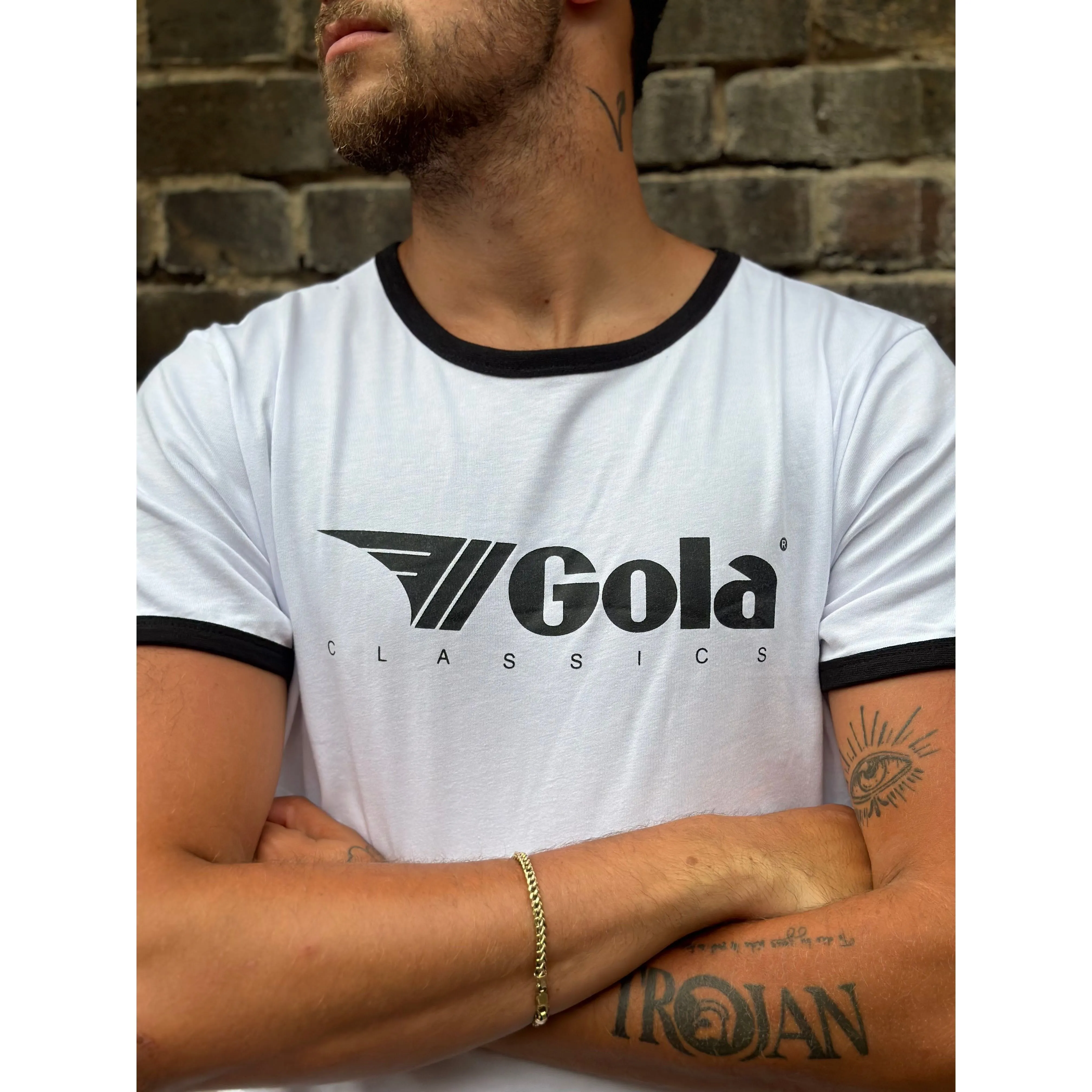 Gola - White & Black Short Sleeve Ringer - T-Shirt