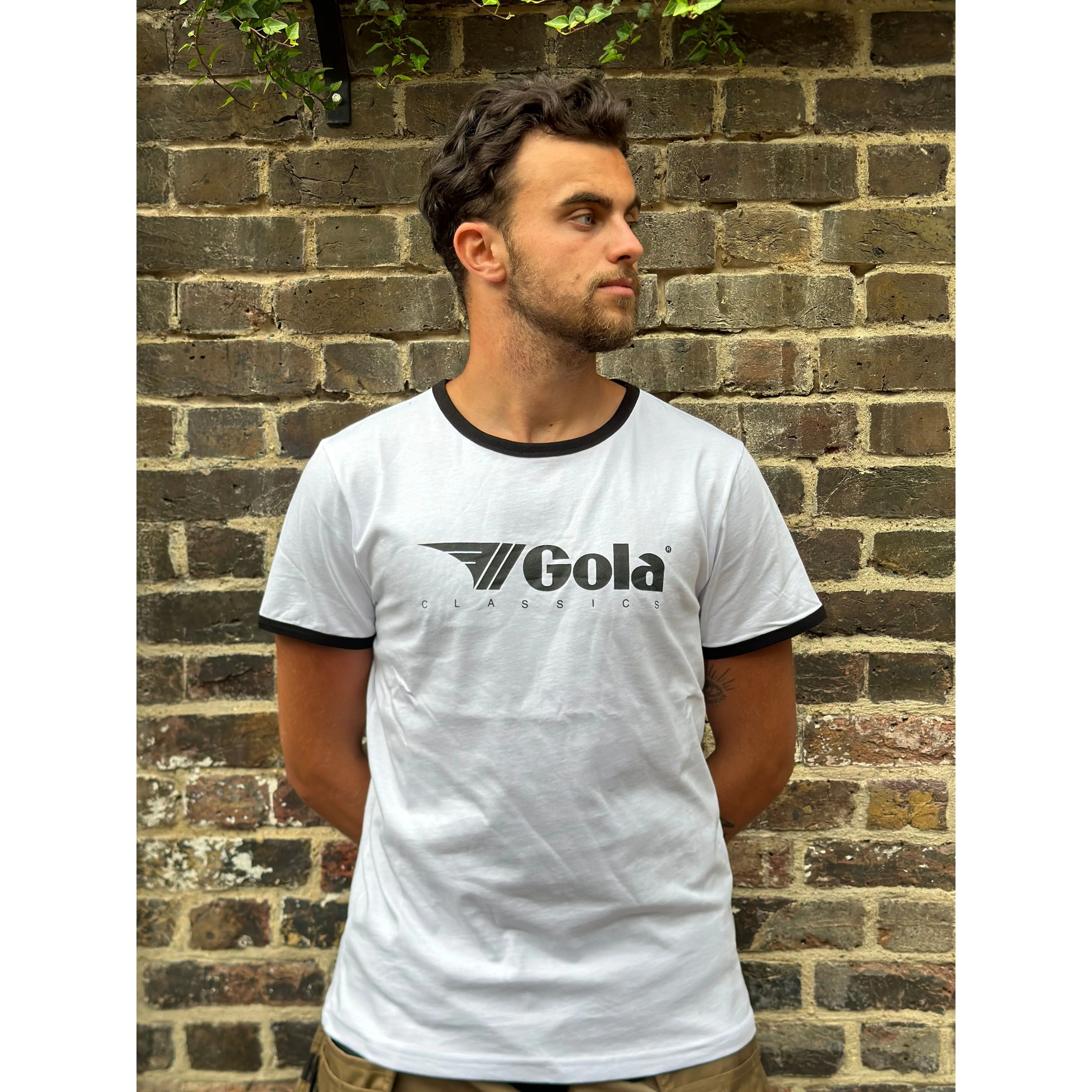 Gola - White & Black Short Sleeve Ringer - T-Shirt