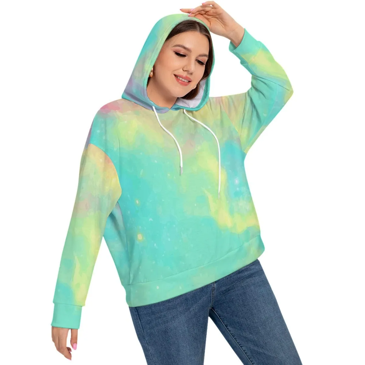 Heroic Hue Women's Long Sleeve Sweatshirt With Hood(Plus Size)