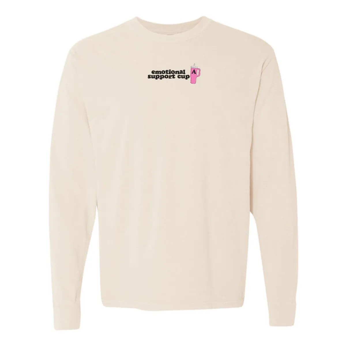 Initial 'Emotional Support Cup' Long Sleeve T-Shirt