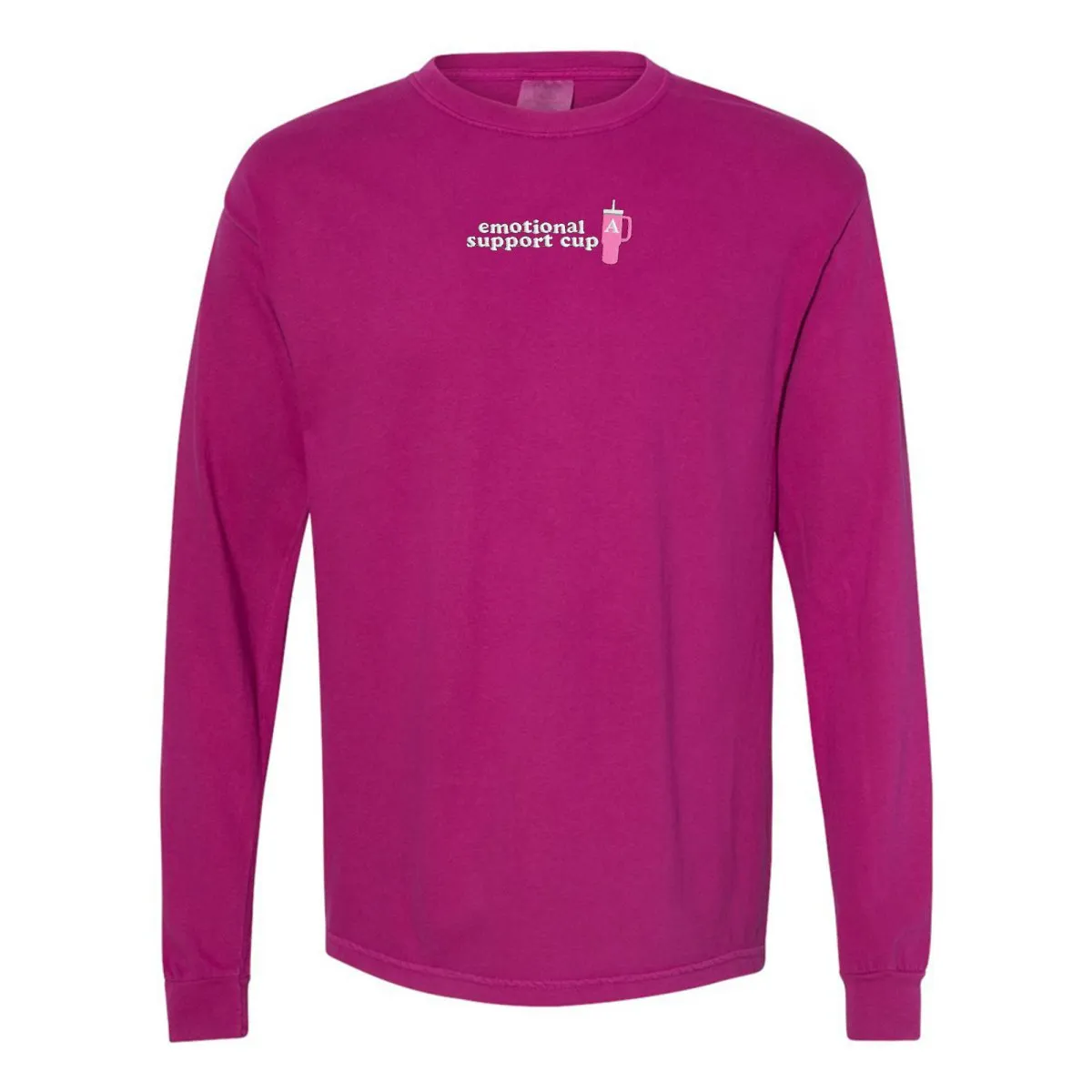 Initial 'Emotional Support Cup' Long Sleeve T-Shirt