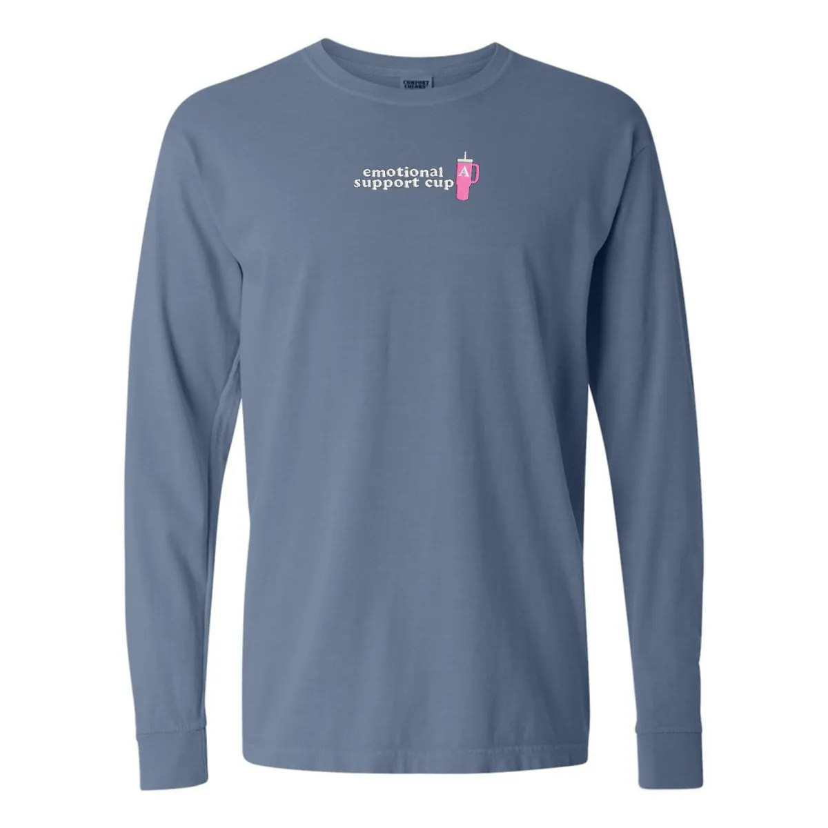 Initial 'Emotional Support Cup' Long Sleeve T-Shirt