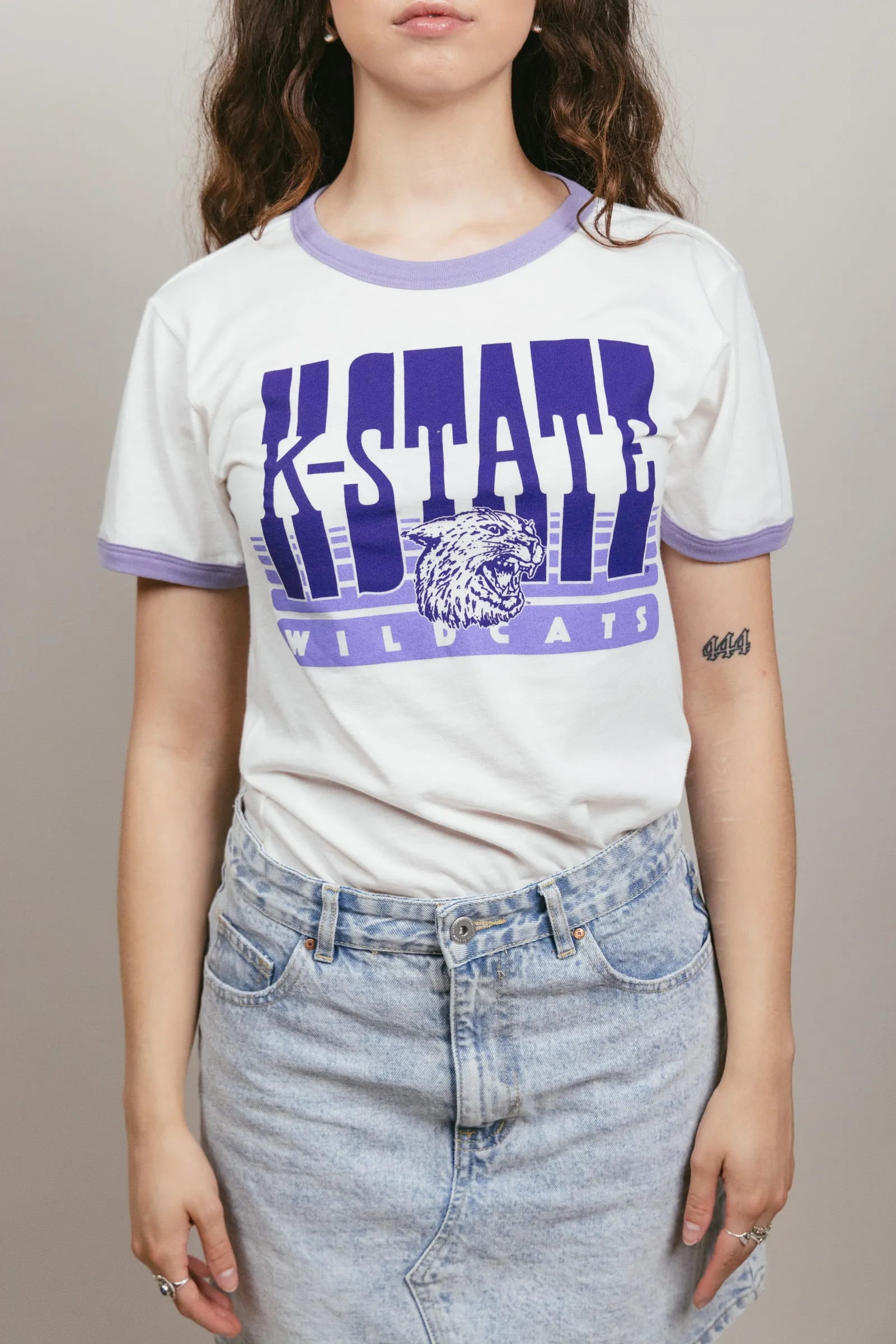 K-State Wildcats 70s White & Purple Unisex Ringer