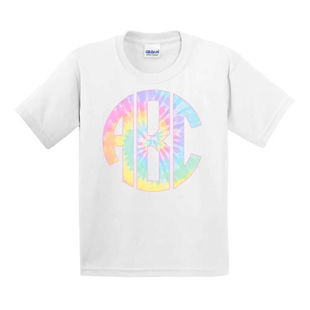 Kids Monogrammed 'Tie Dye' Big Print T-Shirt