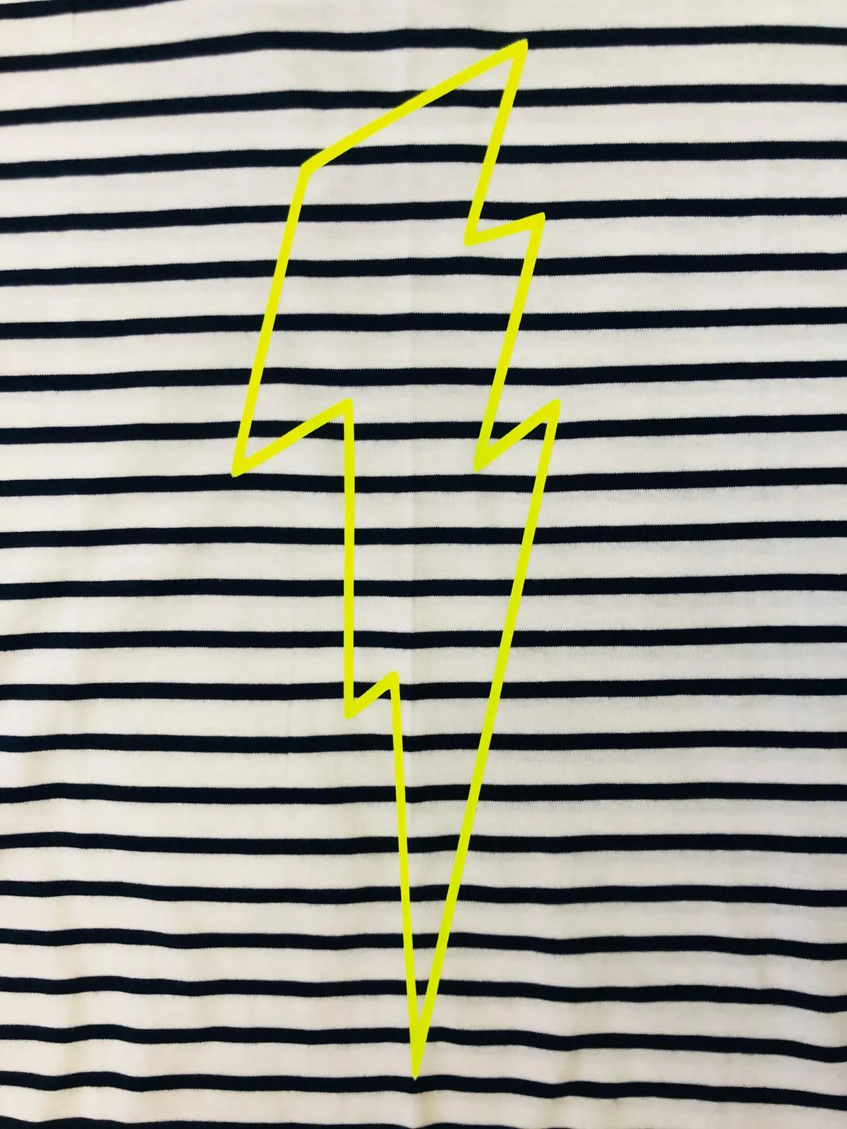 Kids Striped Tee with Neon Yellow Outline Bolt