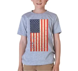 Kids USA Rustic Flag Graphic T-shirt-Grey Color