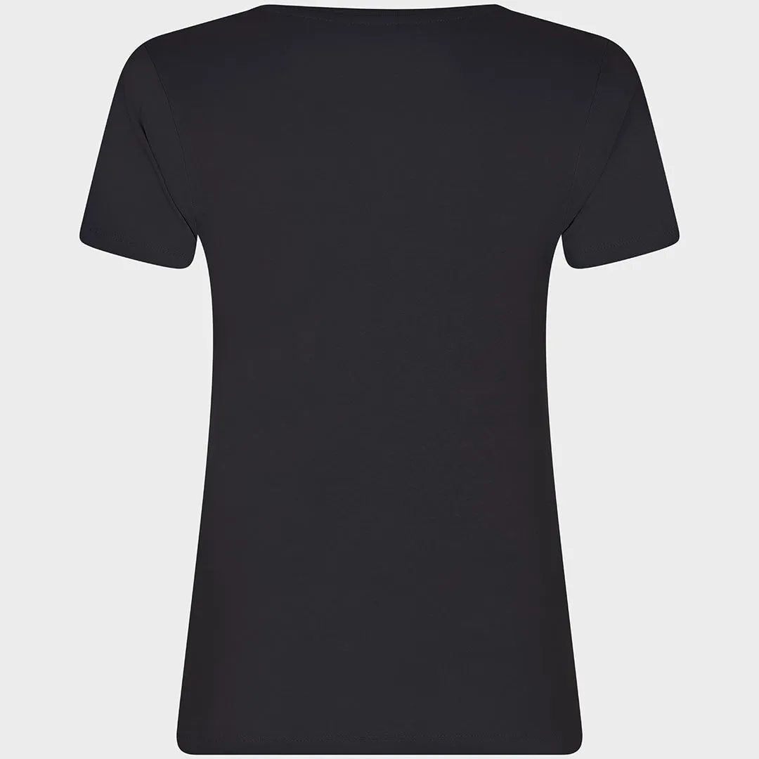 Ladies Black V Neck T-Shirt