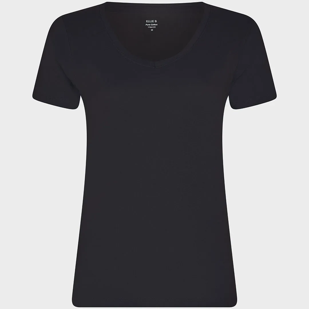 Ladies Black V Neck T-Shirt