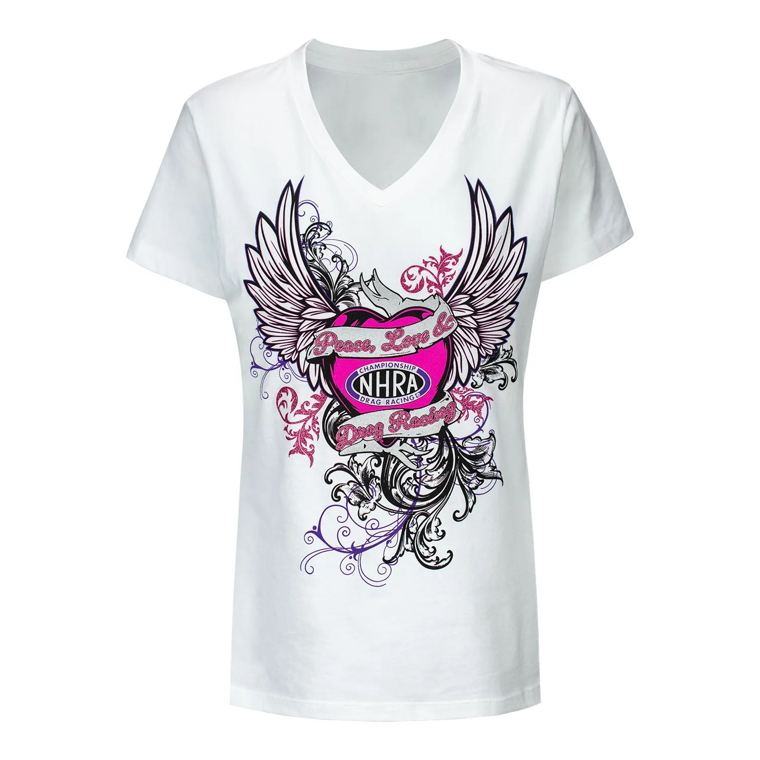 Ladies Peace, Love & Drag Racing T-Shirt