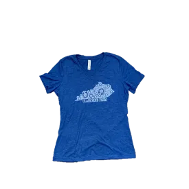 Ladies' Royal Blue Kentucky Horseshoe V-Neck T-Shirt