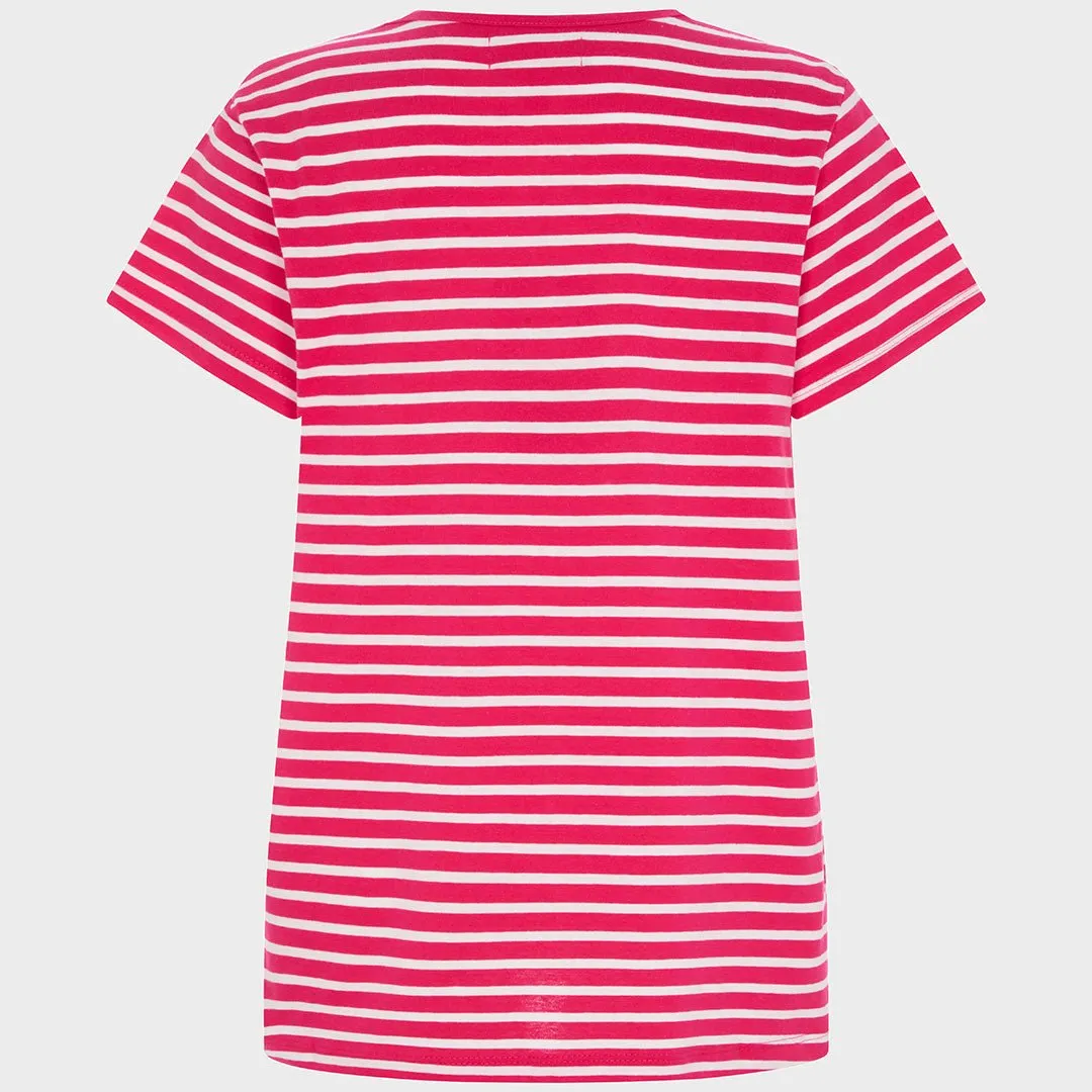 Ladies Striped Vneck T-Shirt