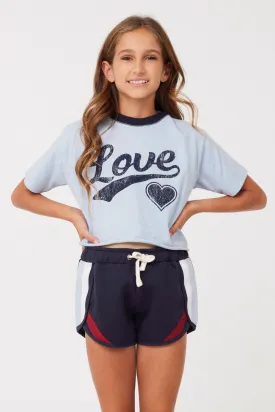 Light Blue Love Ringer Tee