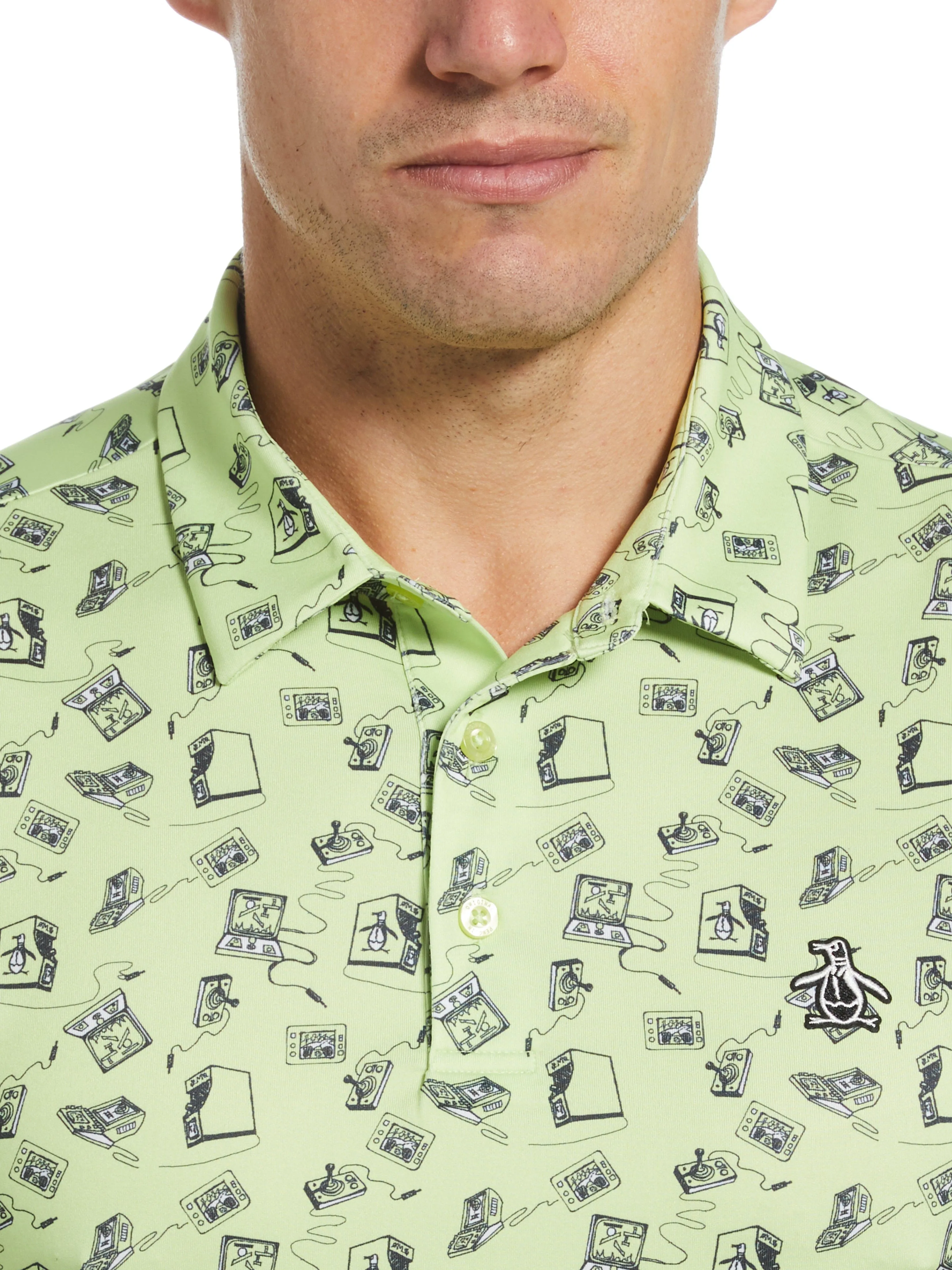 Men's Retro Arcade Print Polo