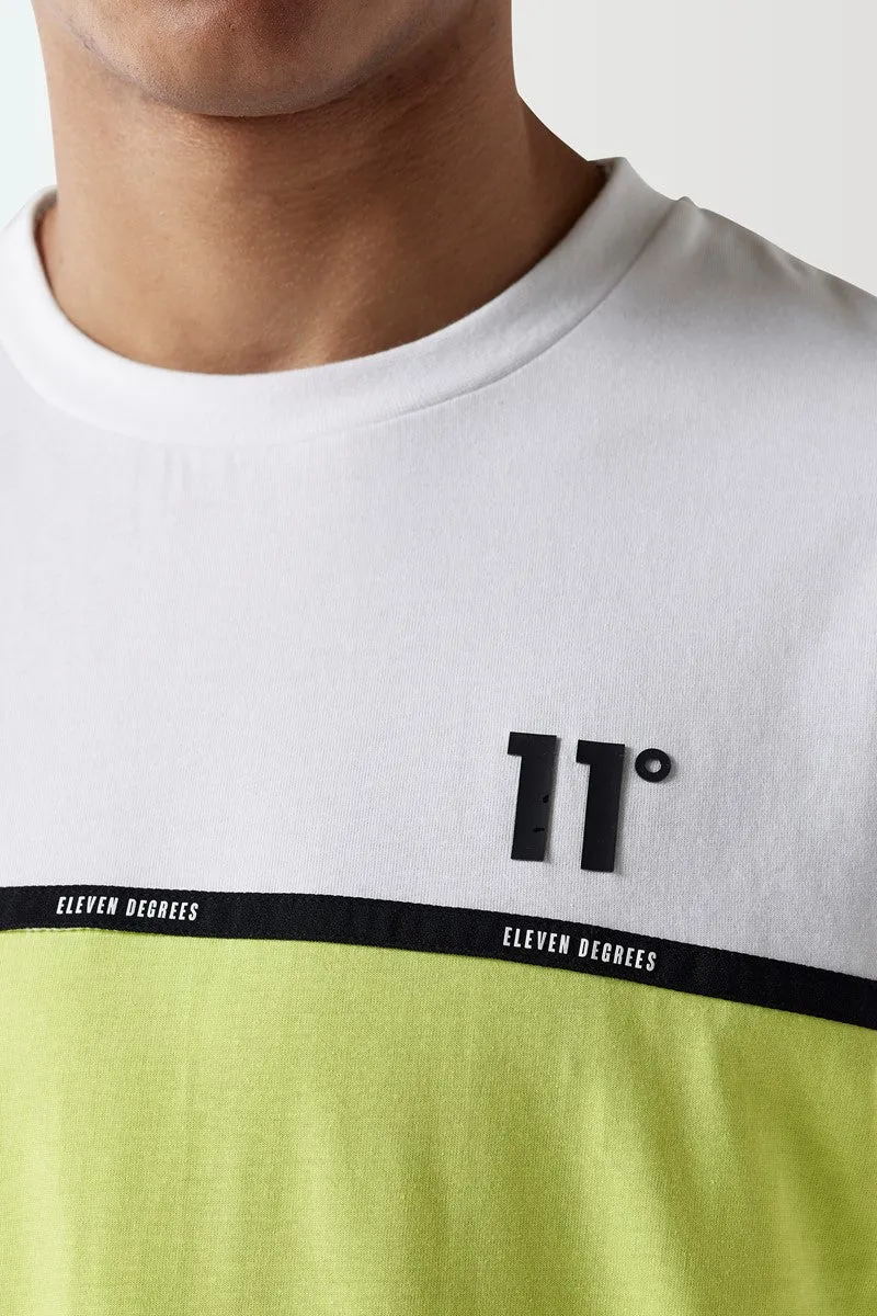 Micro Taped T-Shirt - White / Limeade