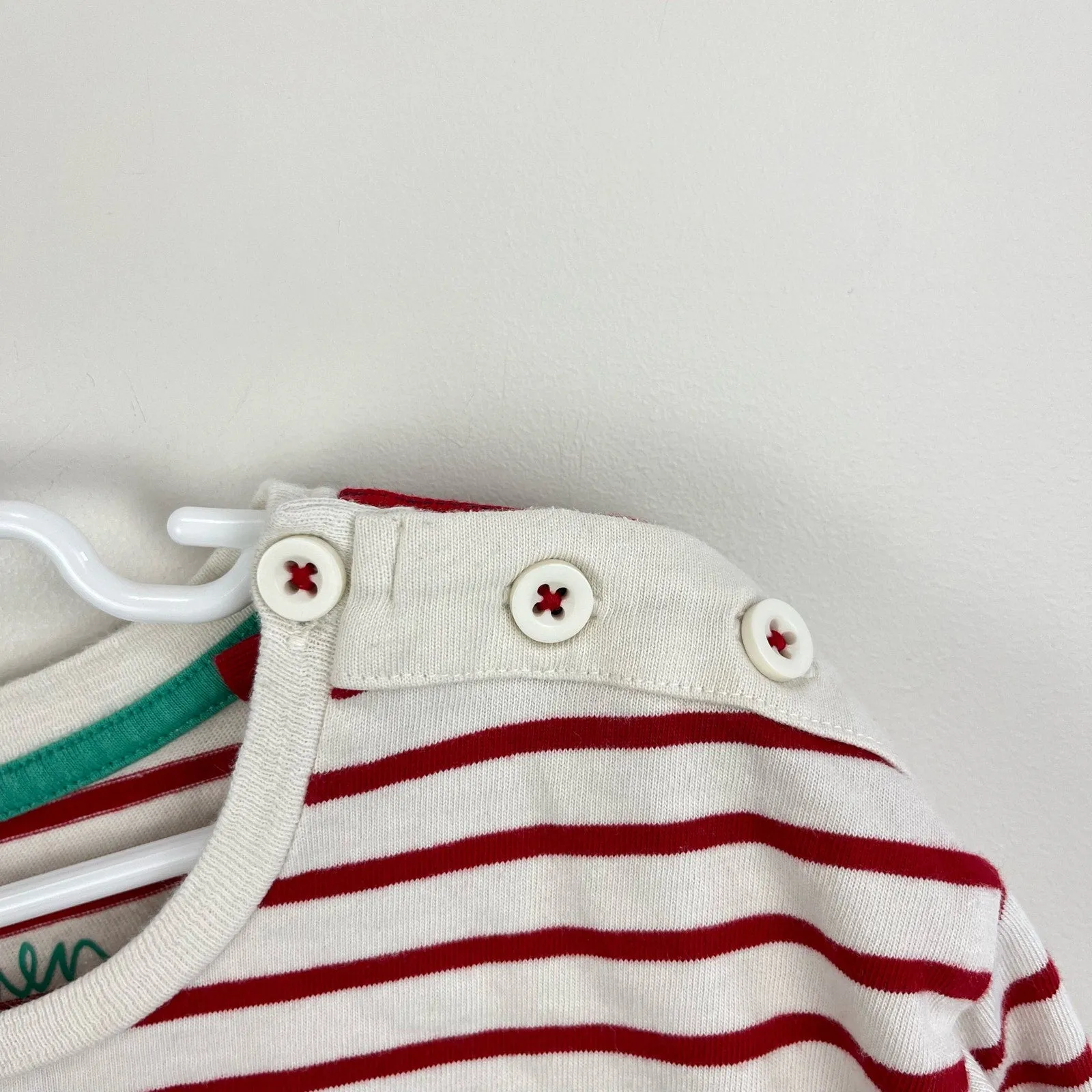 Mini Boden Long Sleeve Red Stripe Royal Crest Tee 8-9 Years