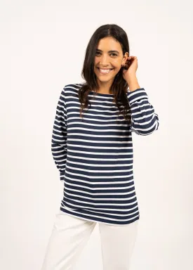 Minquiers unisex striped sailor shirt - regular fit, in light cotton (MARINE/NEIGE)