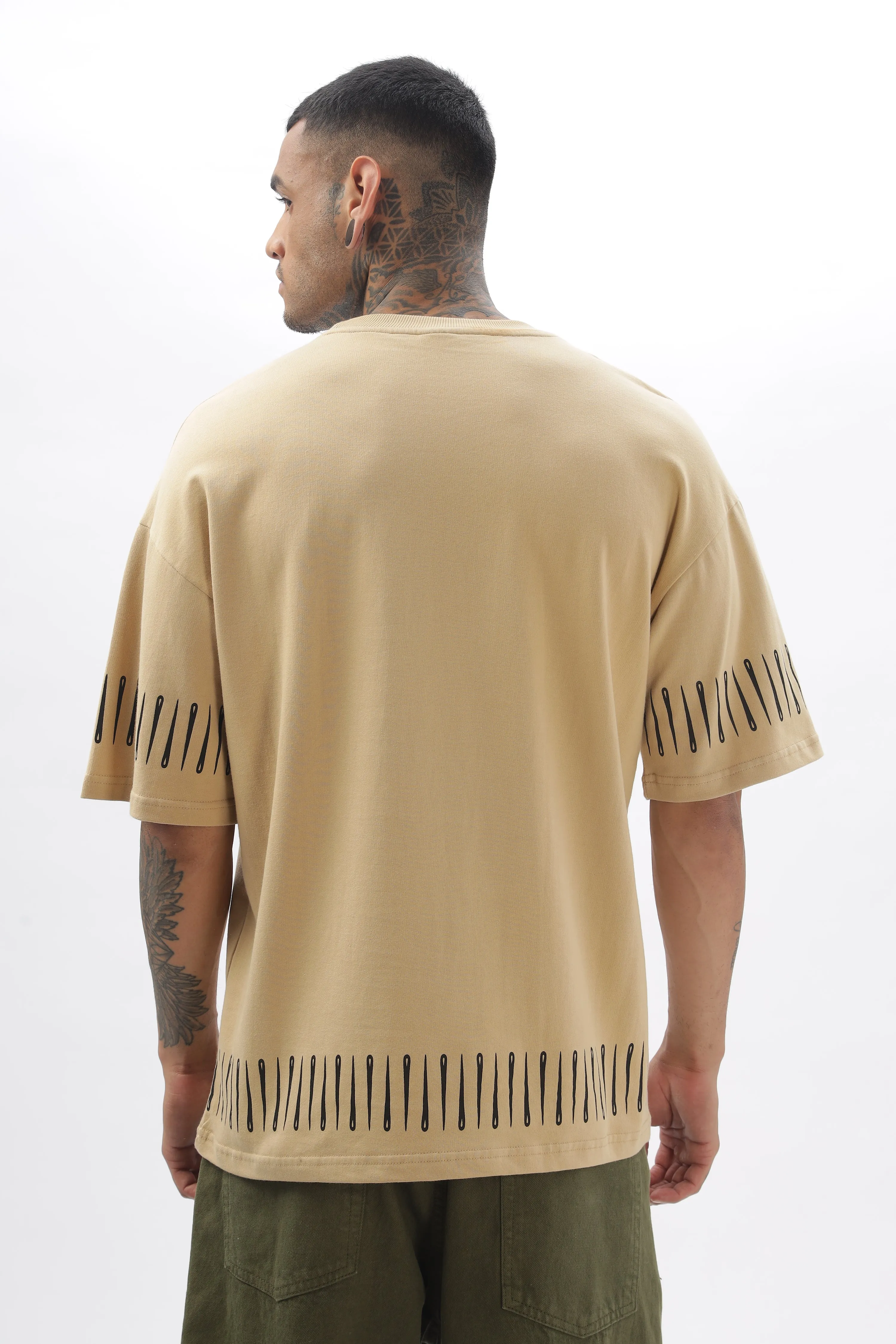 NeedleTrack Meduim Beige Dropshoulder Tee