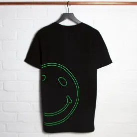 Neon Outline Side Smiley - Tshirt - Black