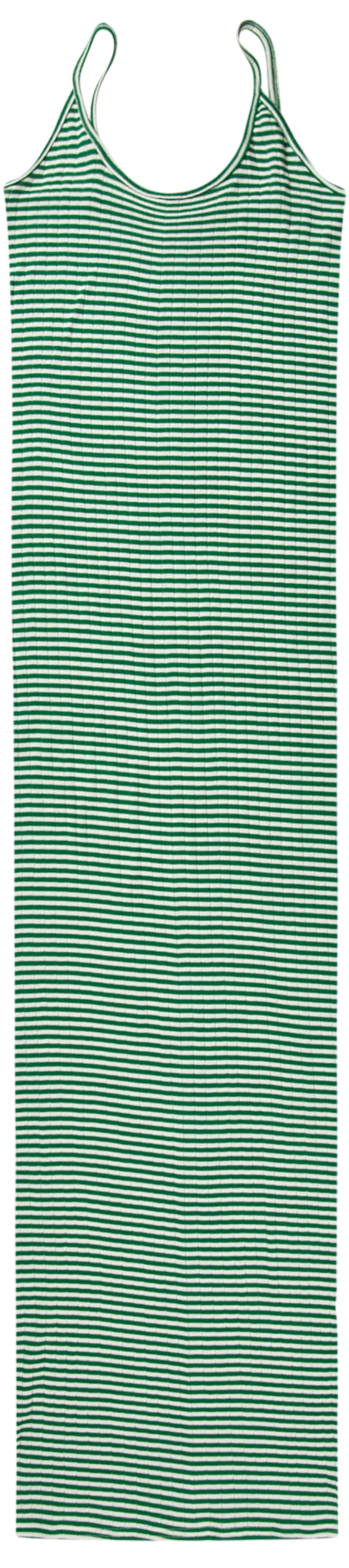 NPS Strap Dress Fine Stripe, Green/Ecru