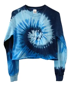 Ocean Tie-Dye Cropped Long Sleeve Unisex Tee