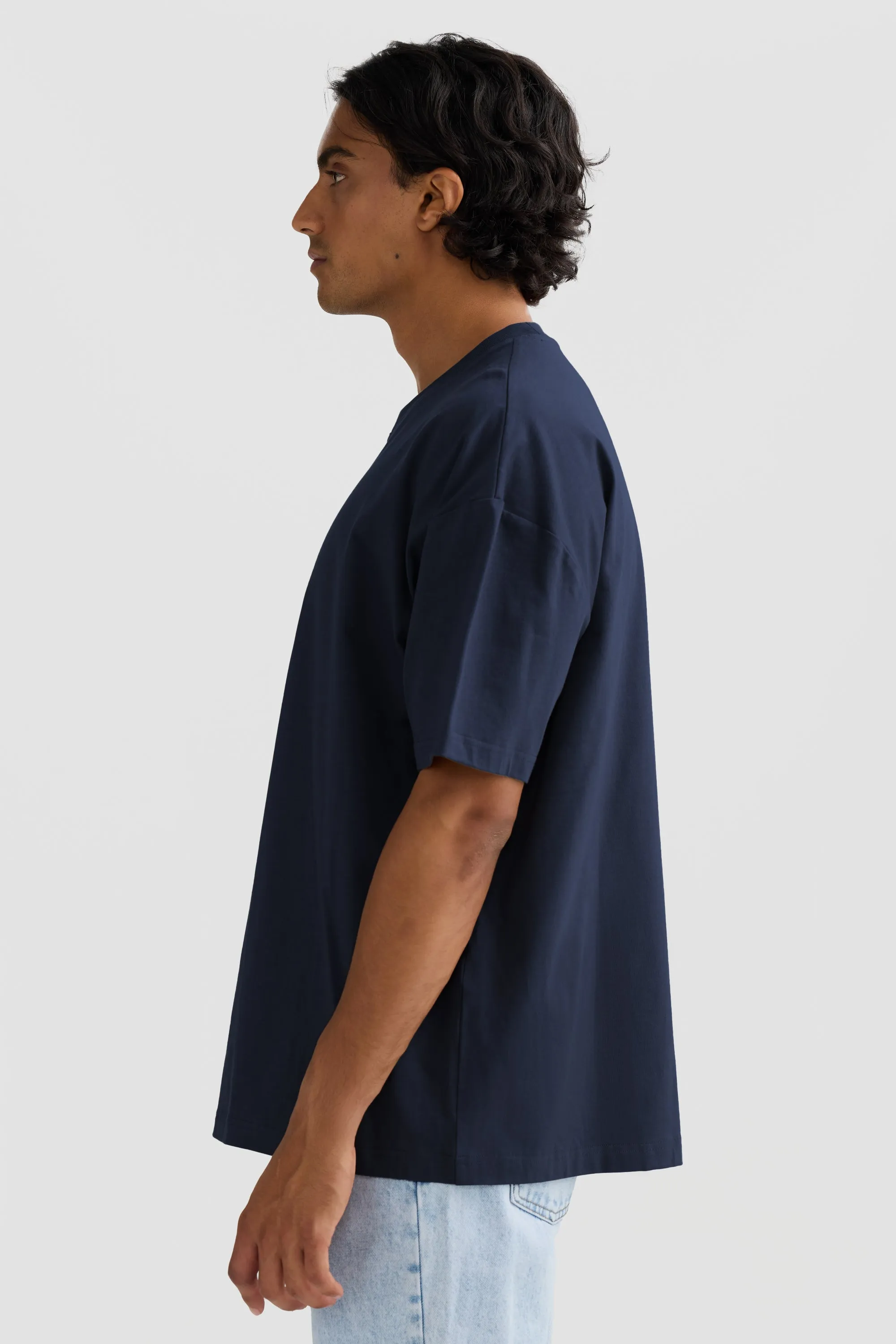 Oli Box Fit Logo T Shirt Navy