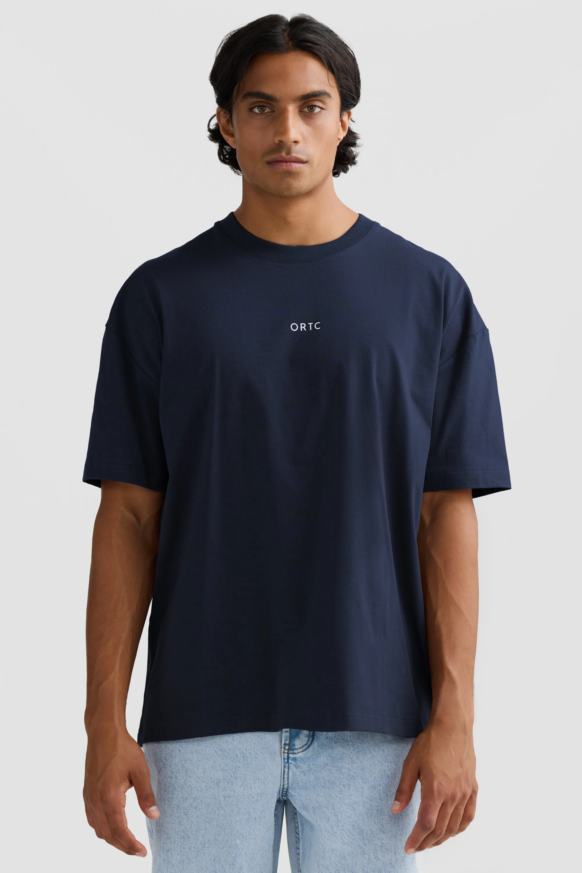 Oli Box Fit Logo T Shirt Navy