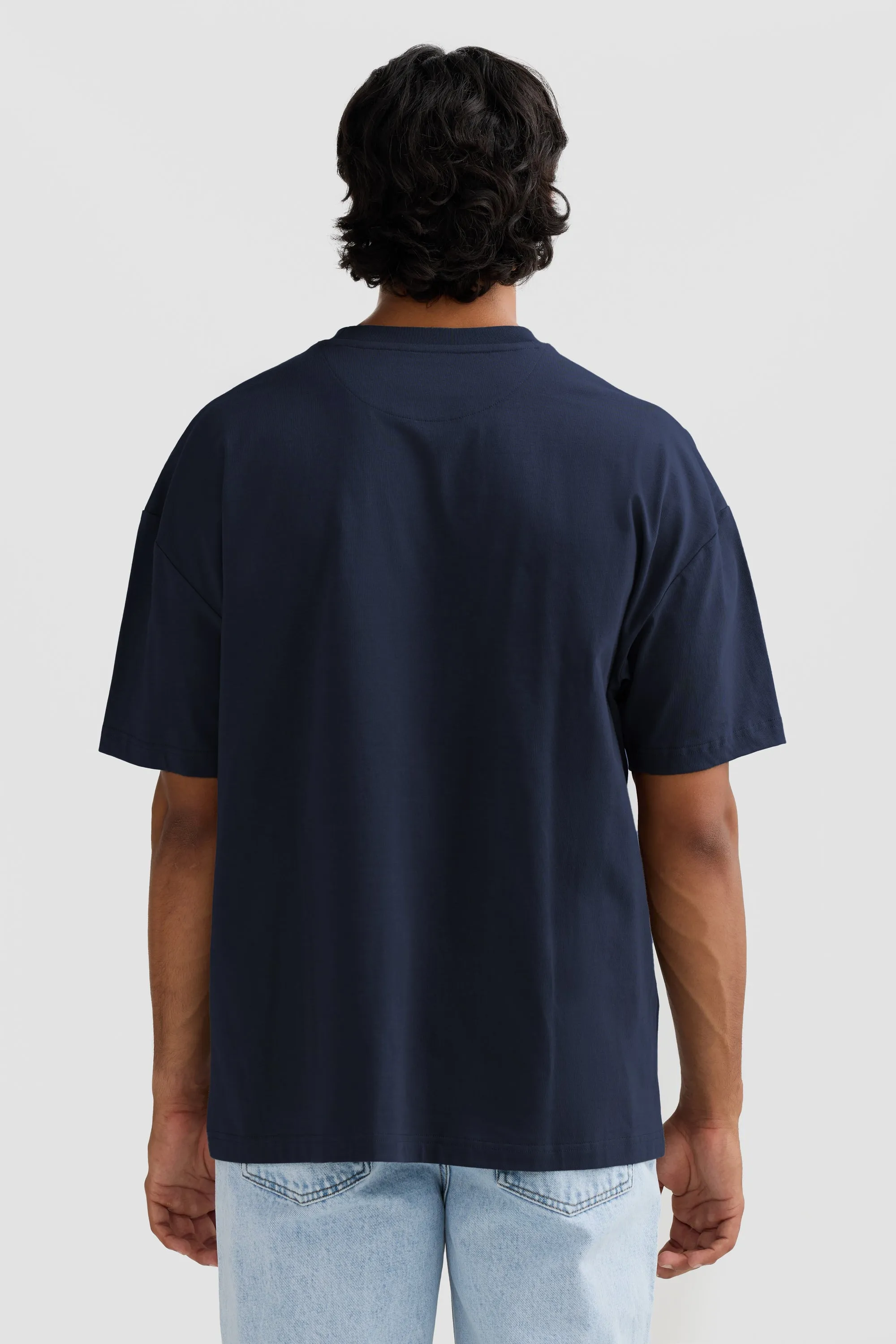 Oli Box Fit Logo T Shirt Navy