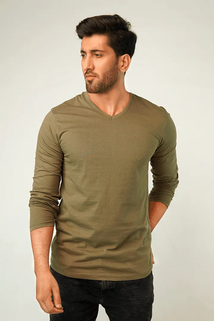 Olivery V-Neck Full Sleeve T-Shirt