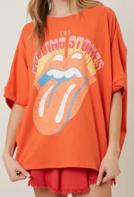 Orange Rolling Stones Graphic Tee