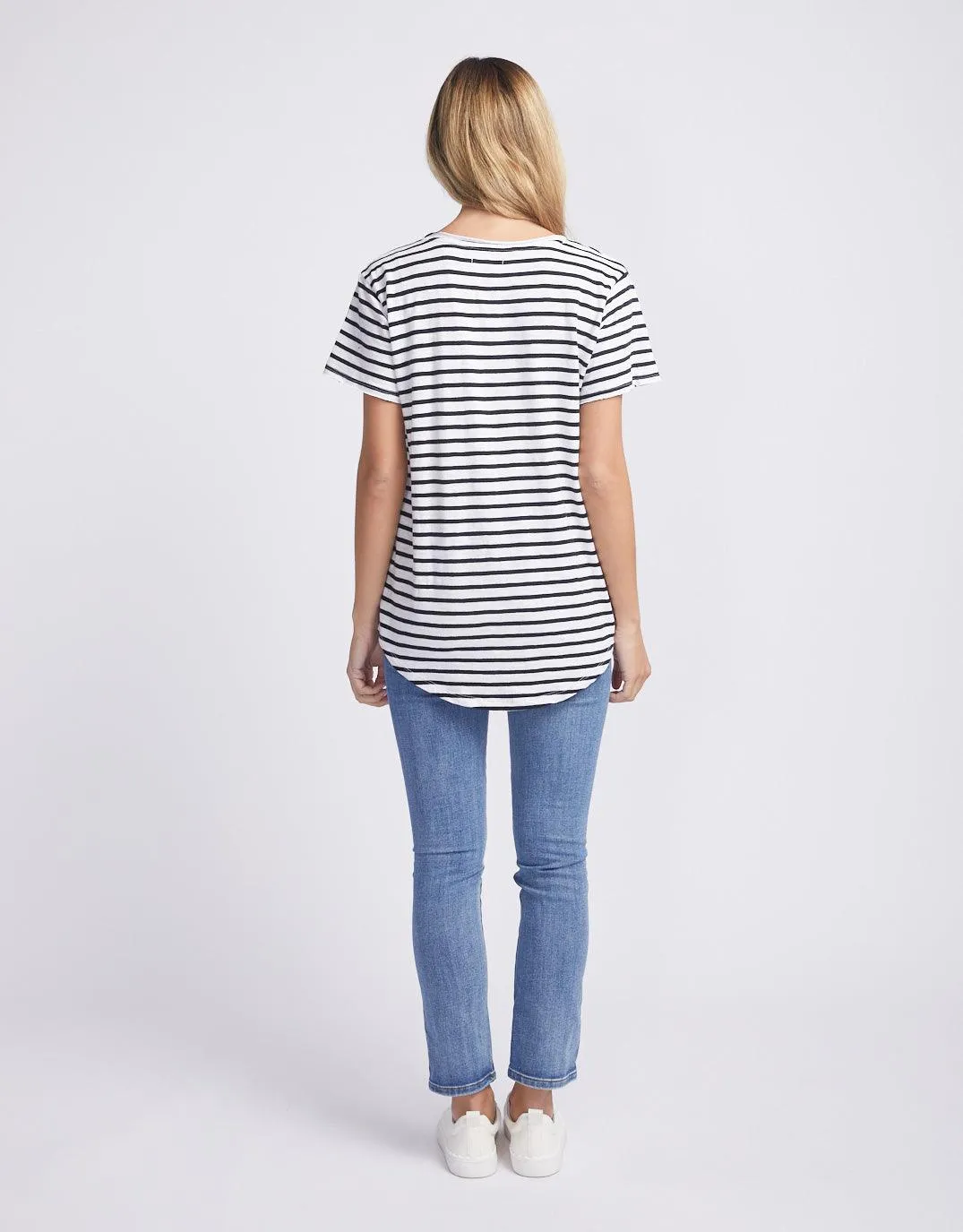 Original V Neck T-Shirt - Black/White Stripe