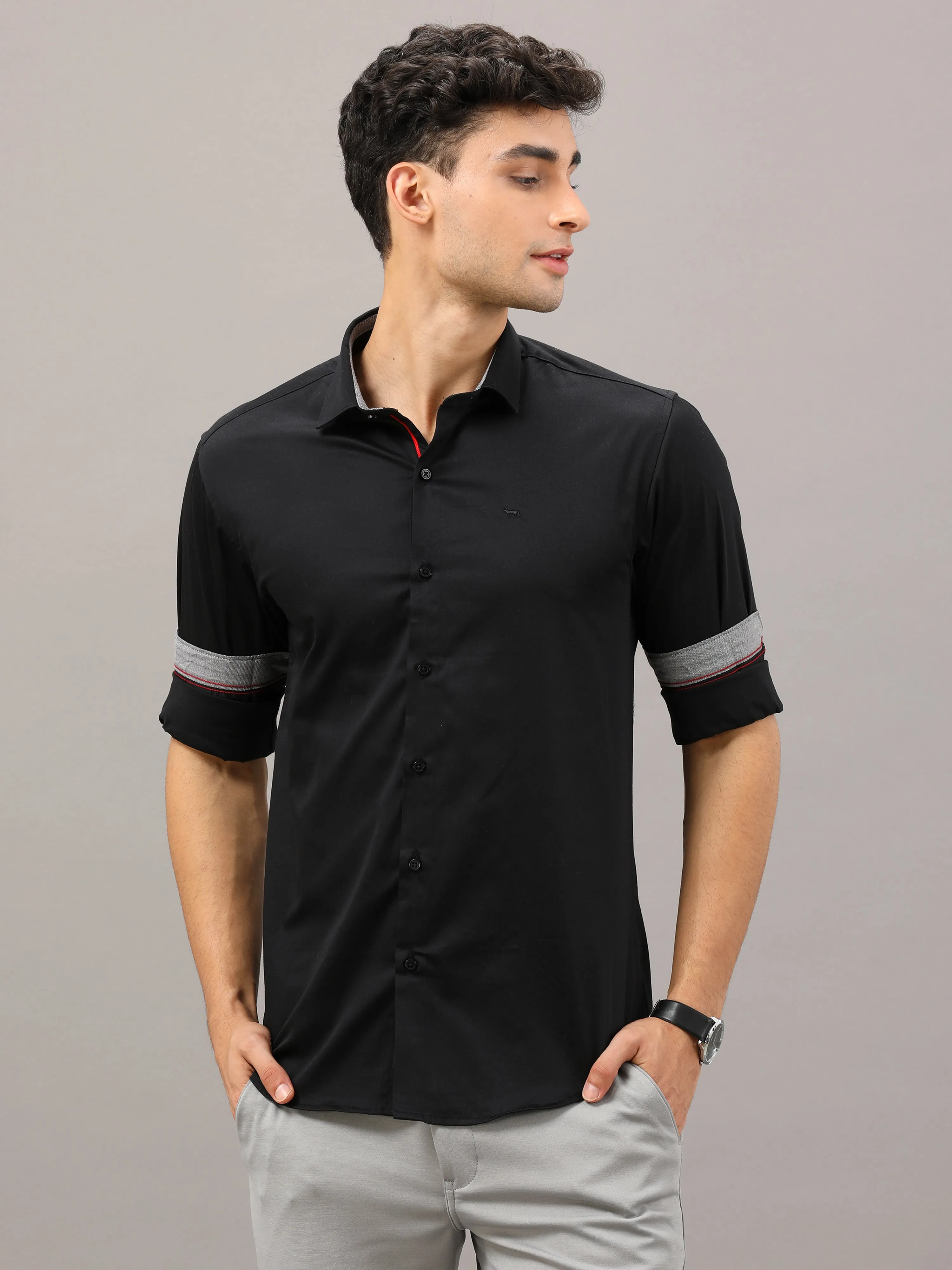 Plain Black Shirt Full Sleeve