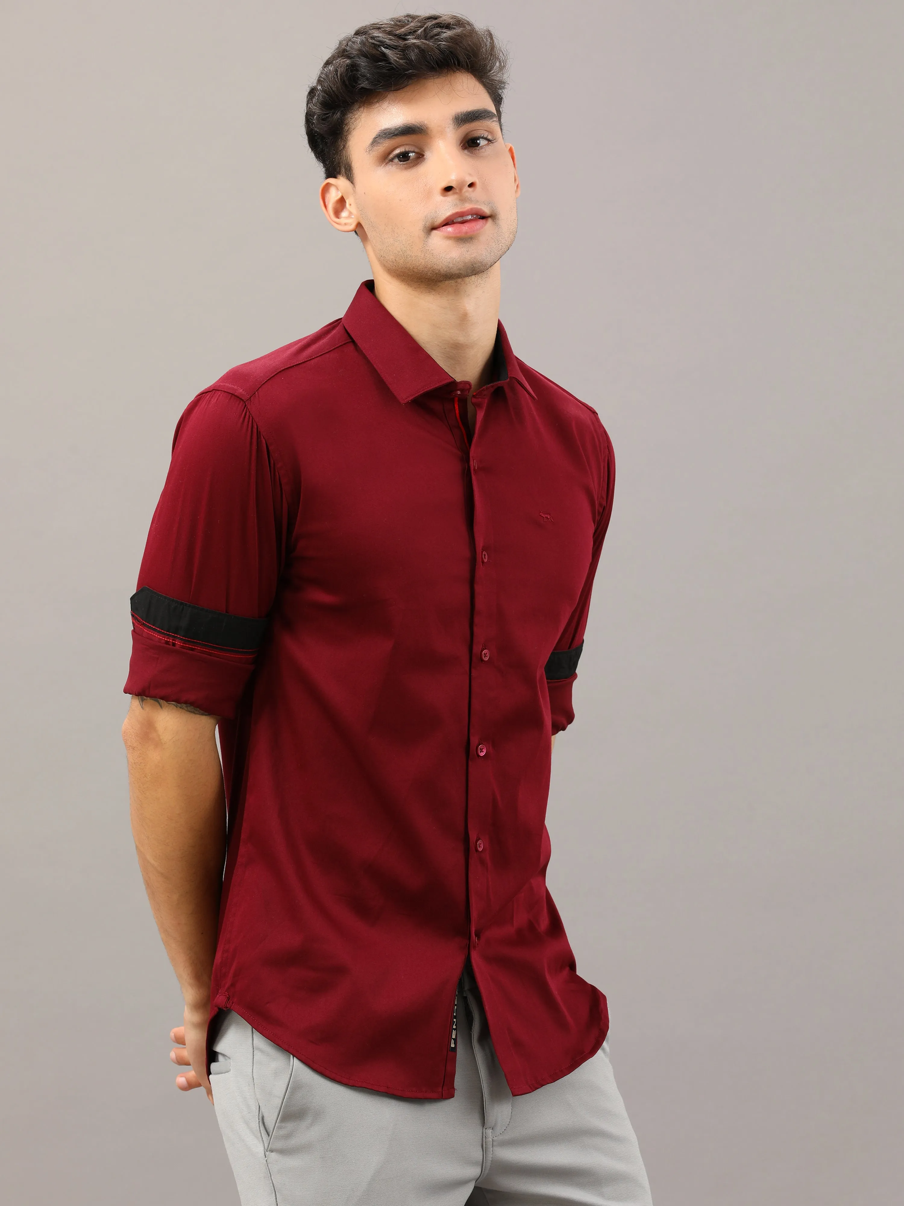 Plain Maroon Shirt Full Sleeve