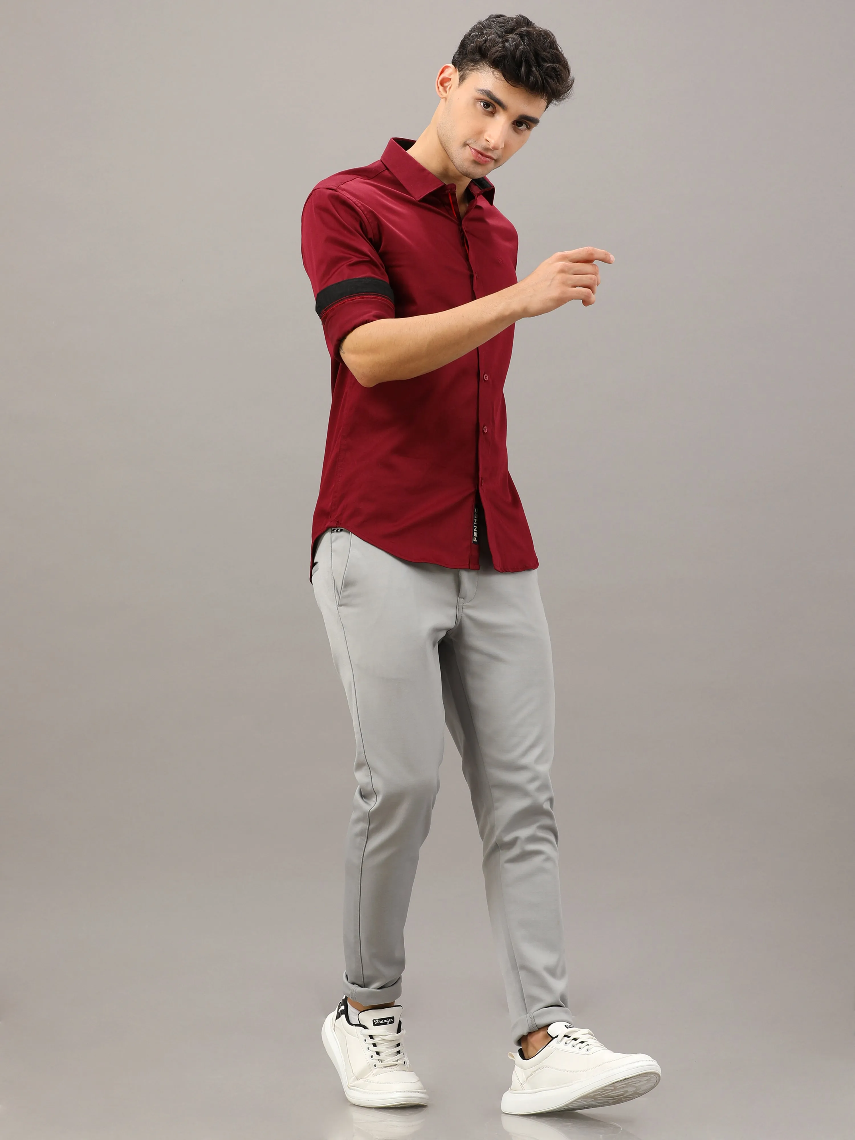 Plain Maroon Shirt Full Sleeve