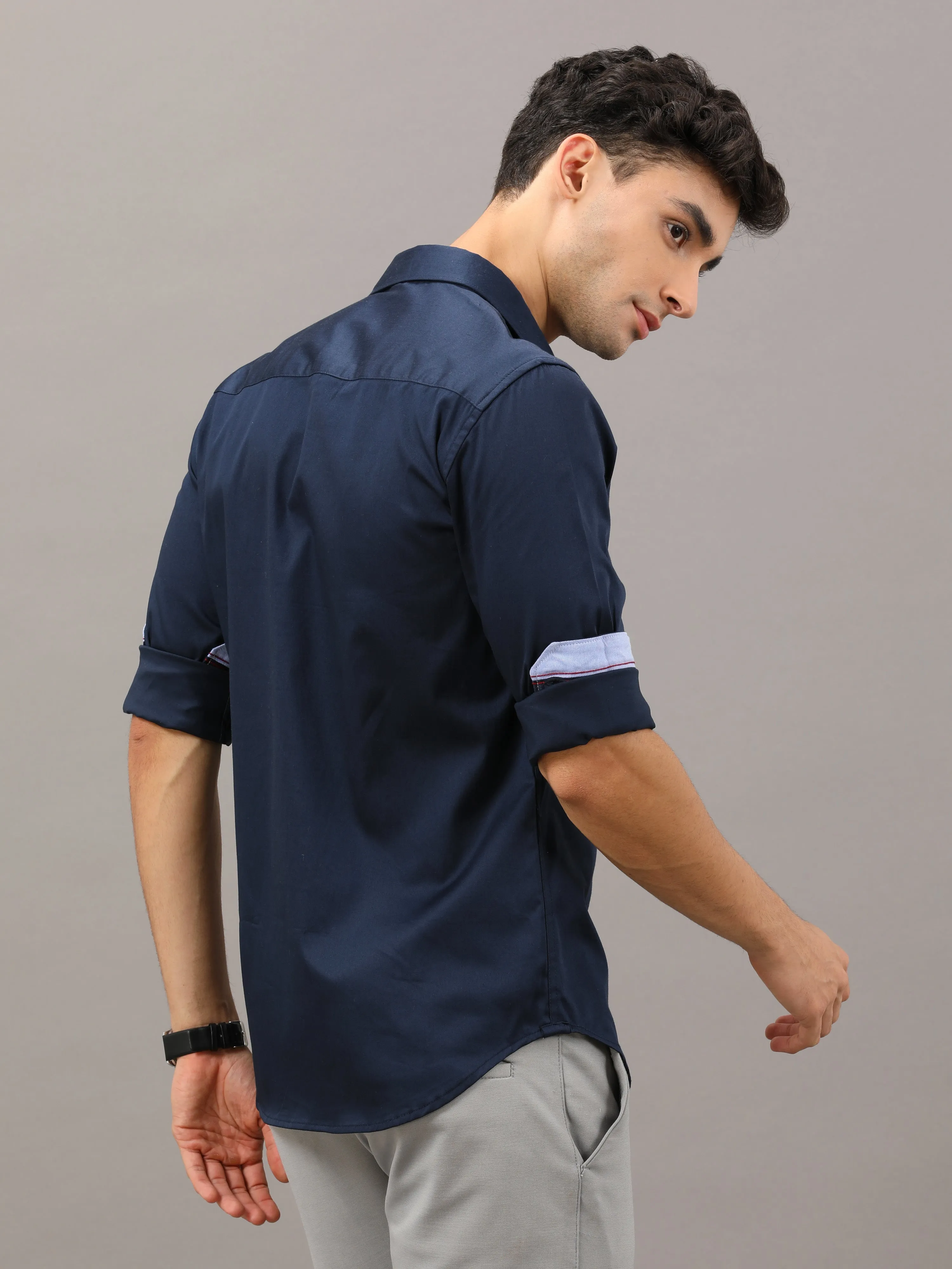 Plain Navy Blue Shirt Full Sleeve