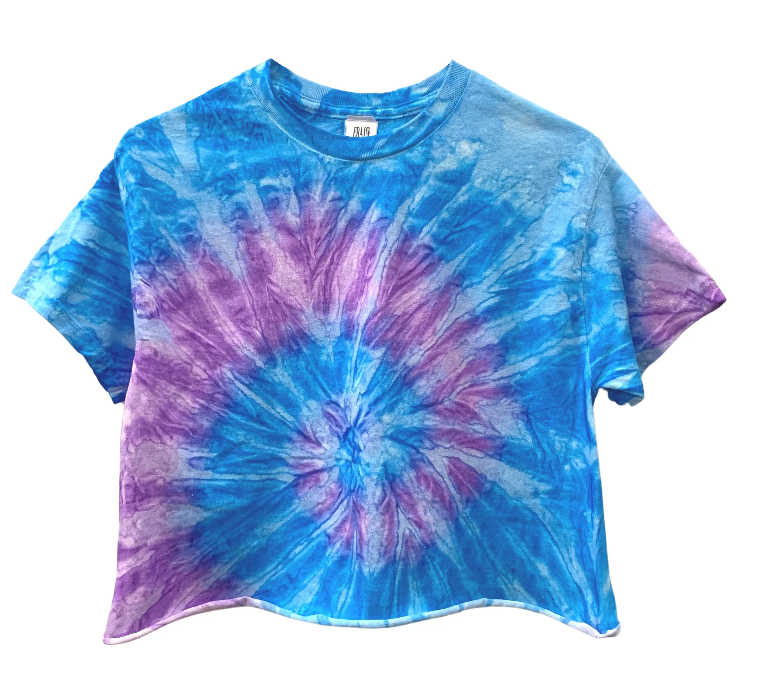 Purple and Blue Tie-Dye Unisex Cropped Tee