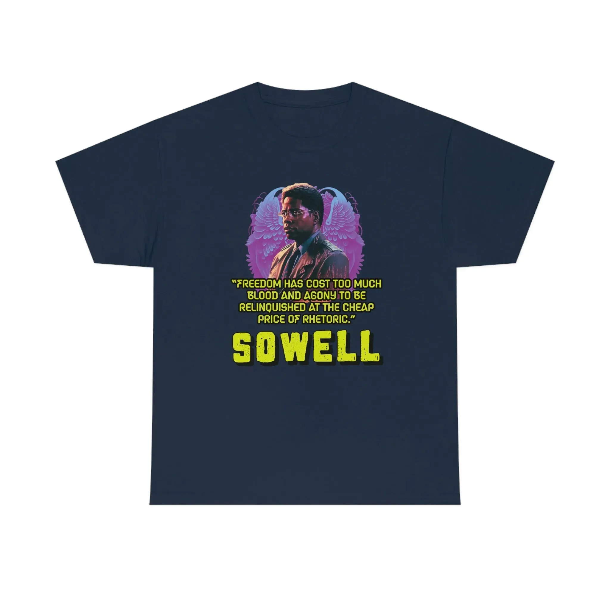 "Blood of Freedom" Thomas Sowell Synthwave T-shirt