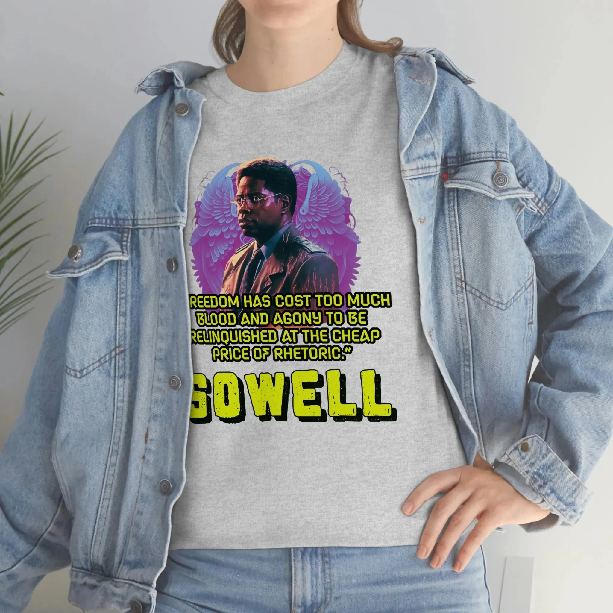 "Blood of Freedom" Thomas Sowell Synthwave T-shirt