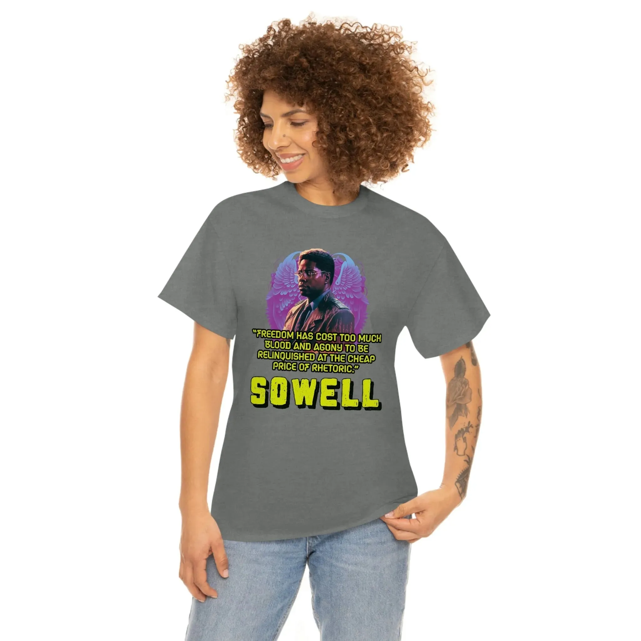 "Blood of Freedom" Thomas Sowell Synthwave T-shirt