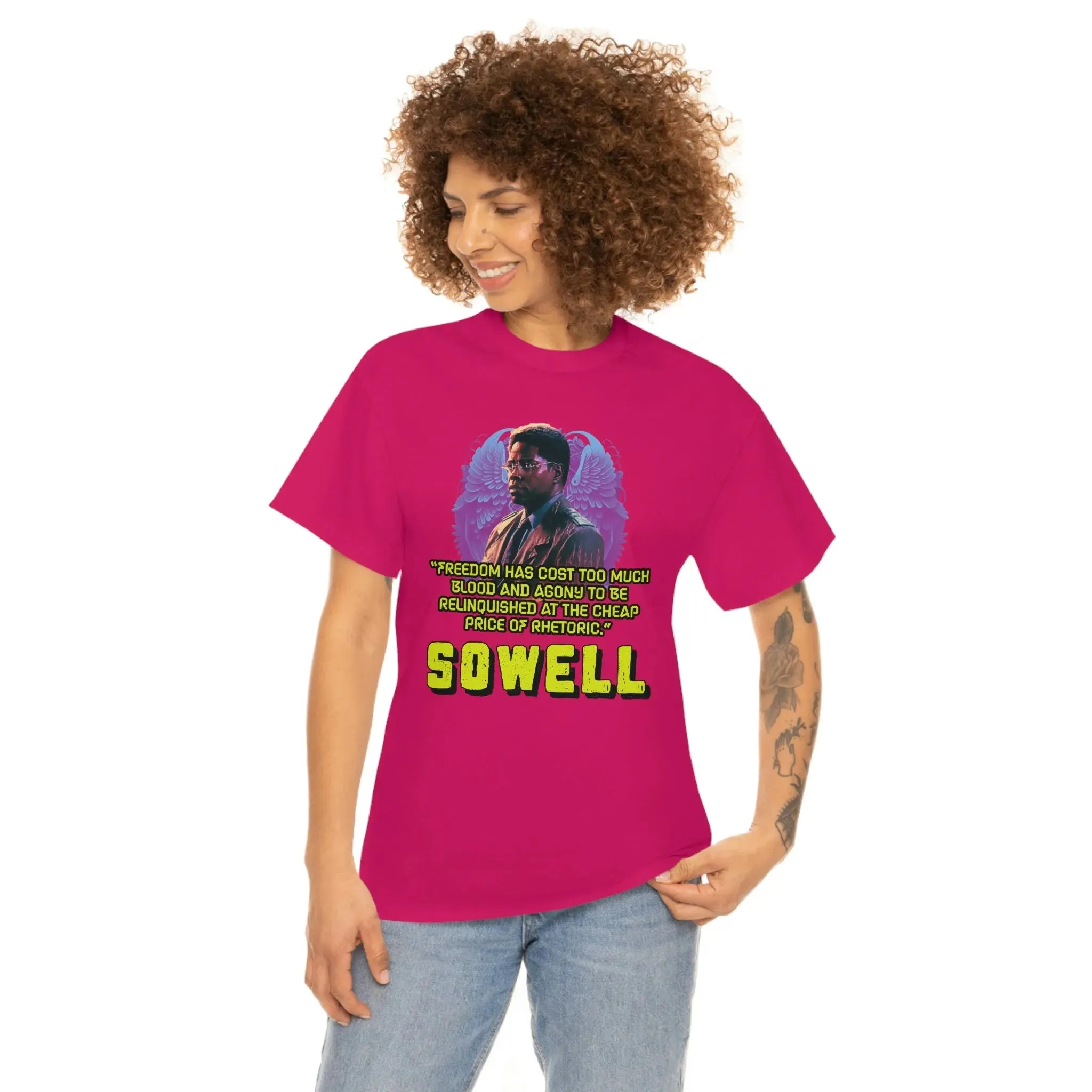 "Blood of Freedom" Thomas Sowell Synthwave T-shirt