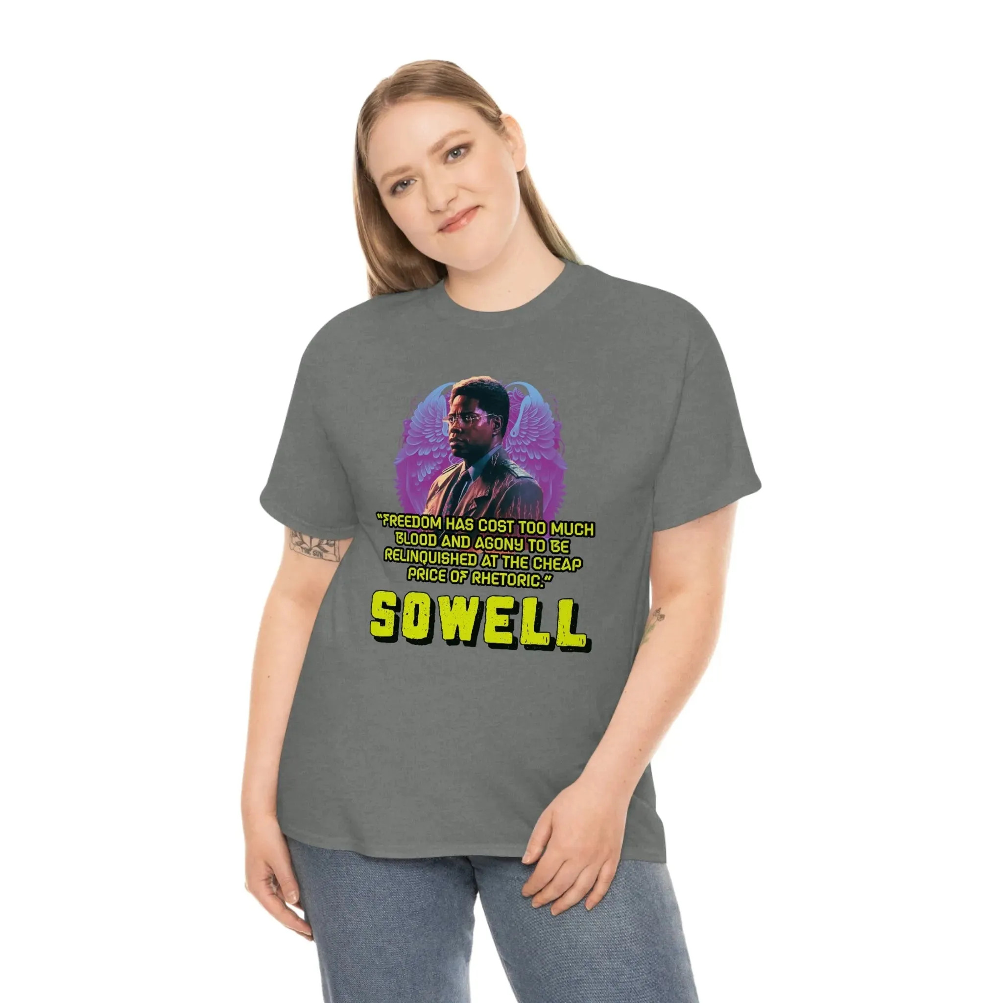 "Blood of Freedom" Thomas Sowell Synthwave T-shirt