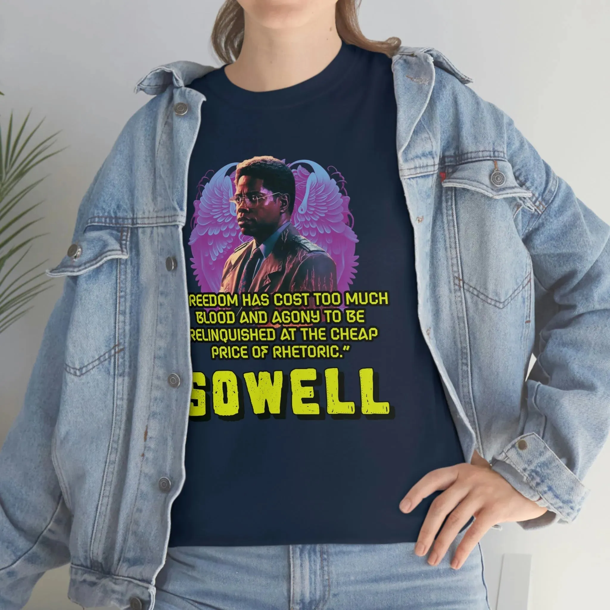 "Blood of Freedom" Thomas Sowell Synthwave T-shirt