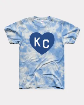 Royal KC Heart Blue & White Tie Dye T-Shirt