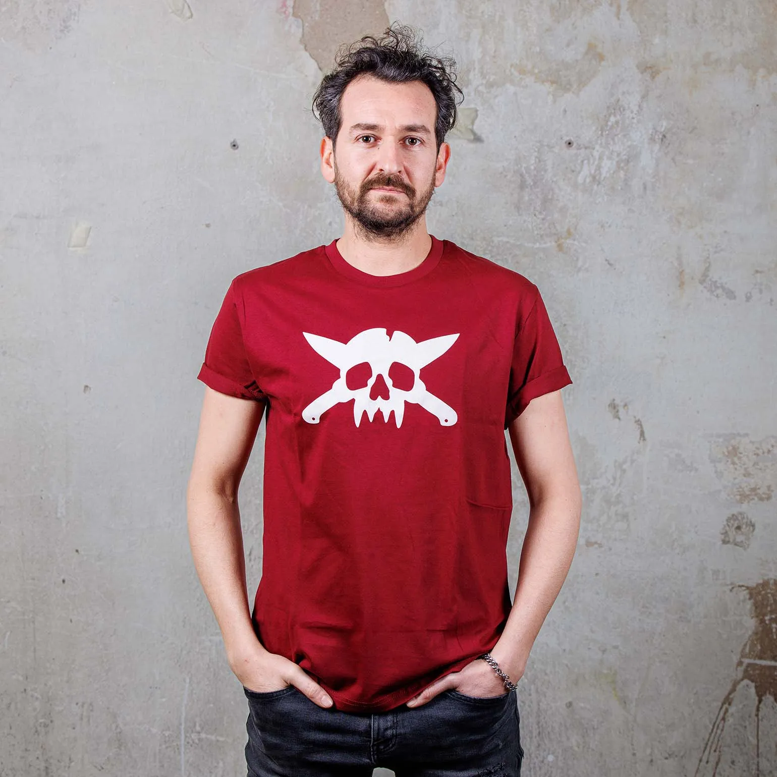 Skull Logo 2020 Organic T-Shirt (Maroon)